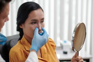 Patient Looking at Her New Nose